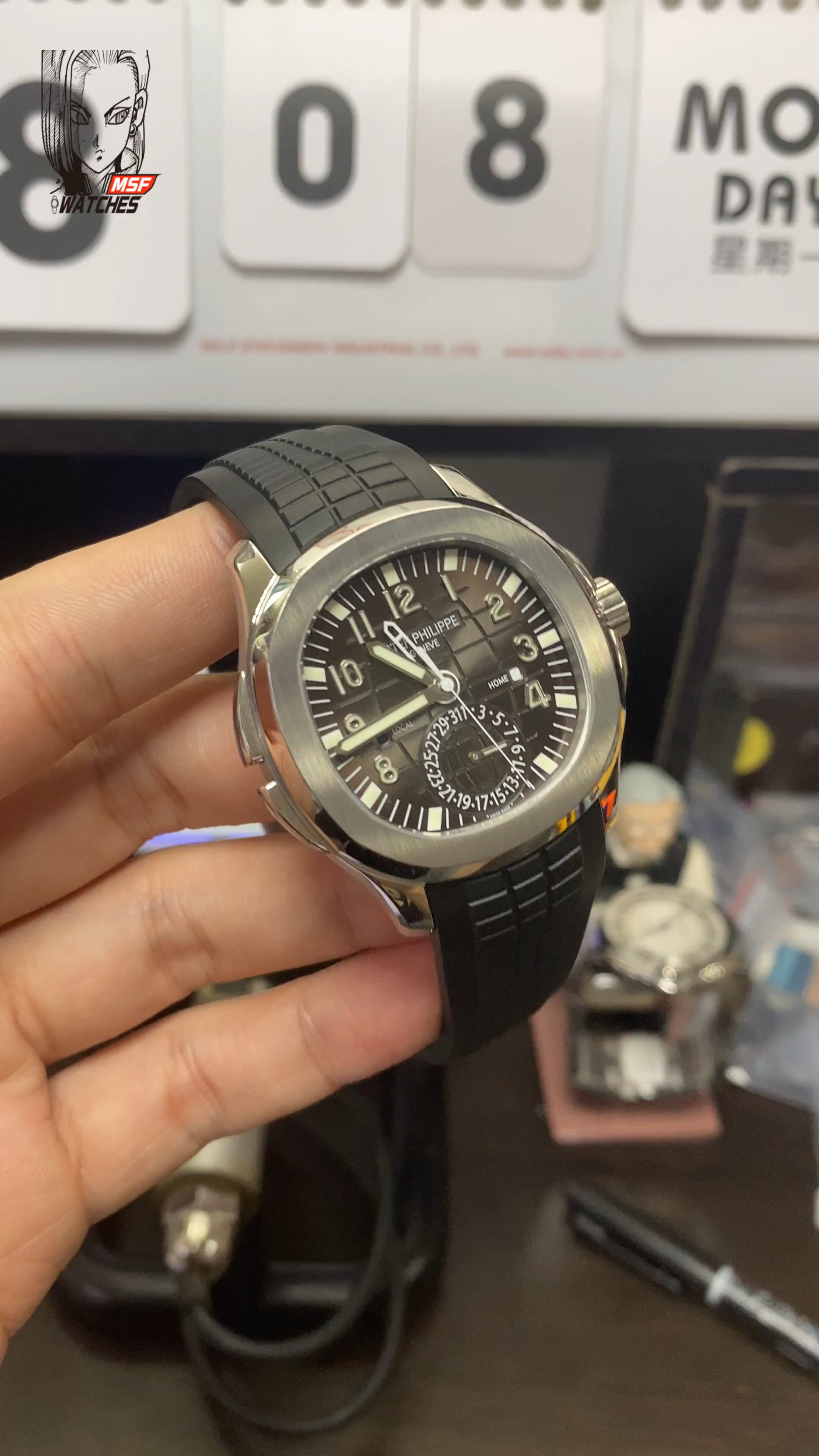 Patek Philippe Aquanaut Travel Time series 5164A-001, GMT Dual Time Function, 40.8mm Size.