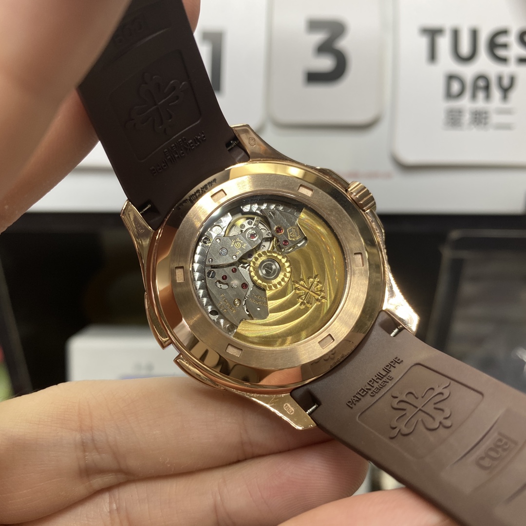 Patek Philippe Aquanaut Travel Time series 5164R-001, brown dial, GMT Dual Time Function, 40.8mm size.