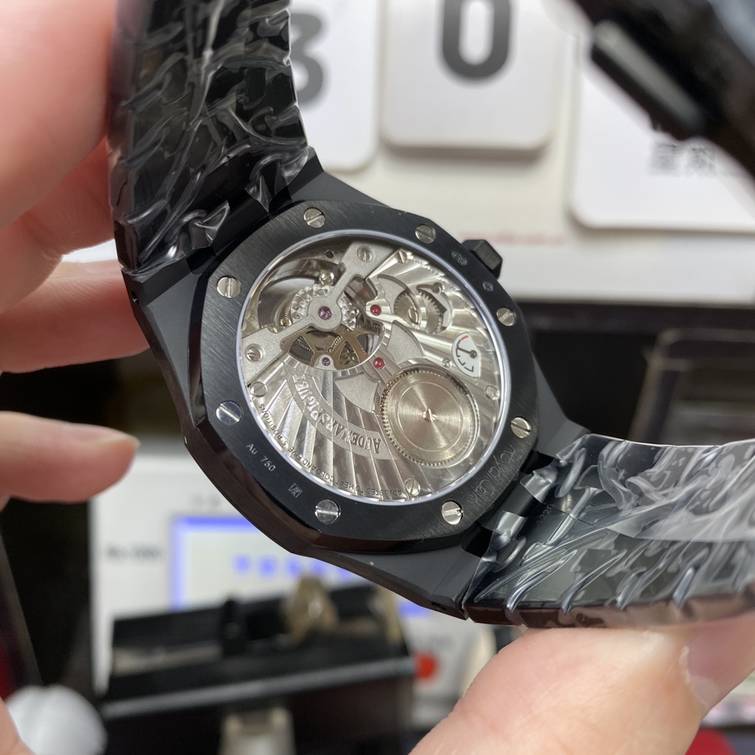 Audemars Piguet Royal Oak Offshore Series 26522CE.OO.1225CE.01, Black Case Black Dial Tourbillon Watch, 41mm Size.