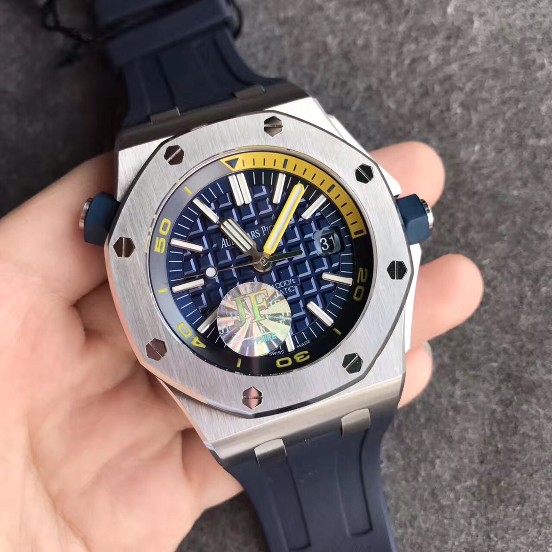 Audemars Piguet Royal Oak Offshore Series 15710ST.OO.A027CA.01, Blue Dial Transparent Caseback, 42mm size.