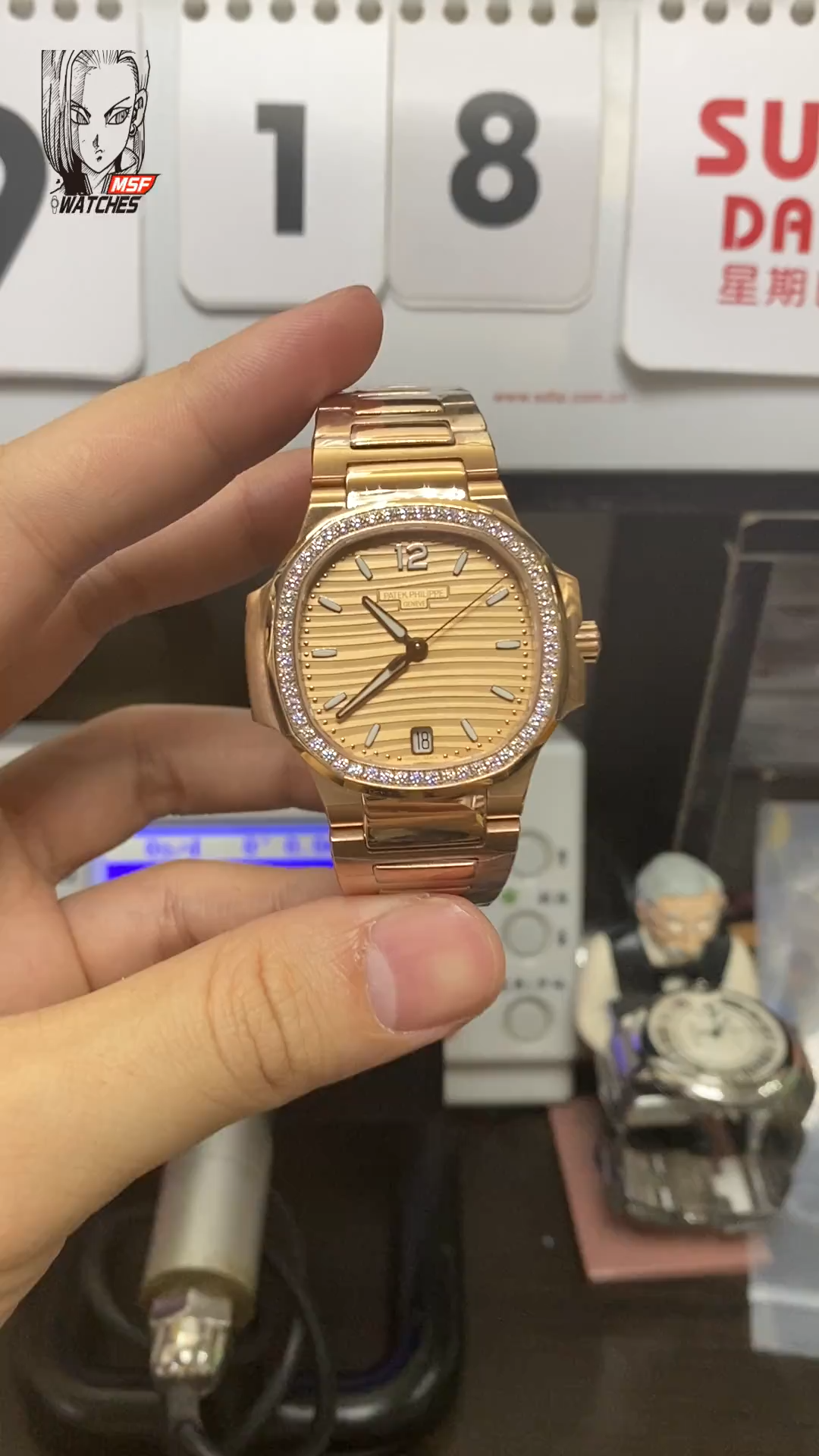 Patek Philippe Nautilus series 71181200R-010, All Rose Gold Case with Diamond Bezel, 35.2mm Size WOMEN