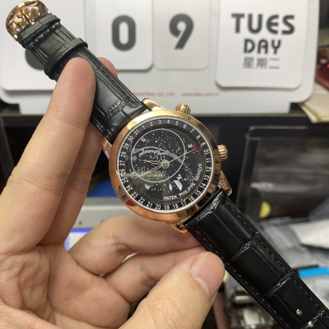 Patek Philippe Complicated Series 6102R-001, Black Dial Gold Case, 44mm Size.