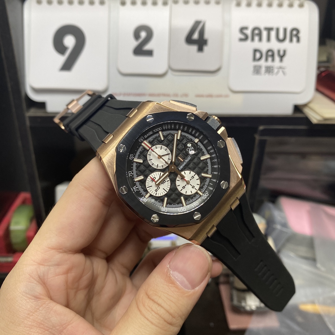 Audemars Piguet Royal Oak Offshore Series 26400RO.OO.A002CA.01, Rose Gold Case Ceramic Bezel, 44mm Size.