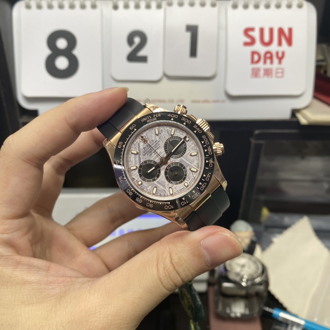 Rolex Cosmograph Daytona Series m116515ln-0055, Rose Gold Case Meteorite Dial, 40mm size.