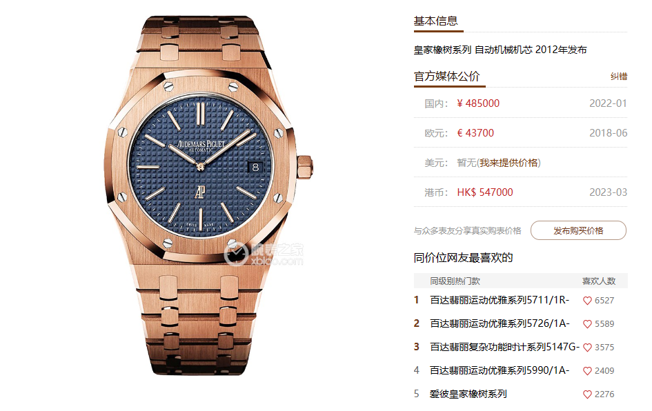 Audemars Piguet Royal Oak Offshore Series 15202OR.OO.1240OR.01, Blue Dial with Rose Gold Case, 39mm Size.