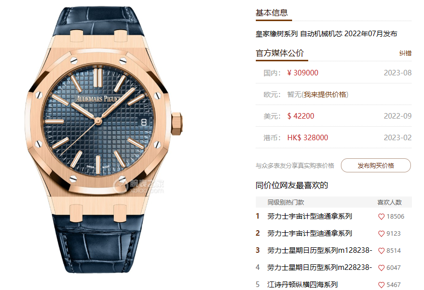 Audemars Piguet Royal Oak Series 15510OR.OO.D315CR.02, Blue Dial, 41mm size.