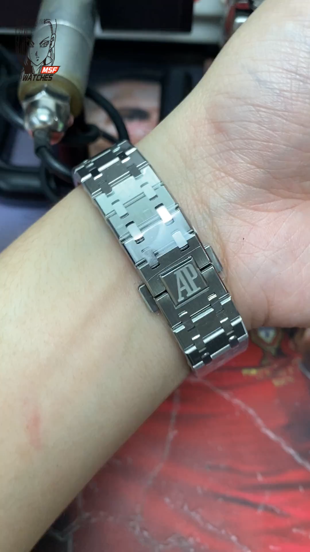 Audemars Piguet Royal Oak Series 15400ST, ICE Blue Dial, diamond brezel, 41mm size.