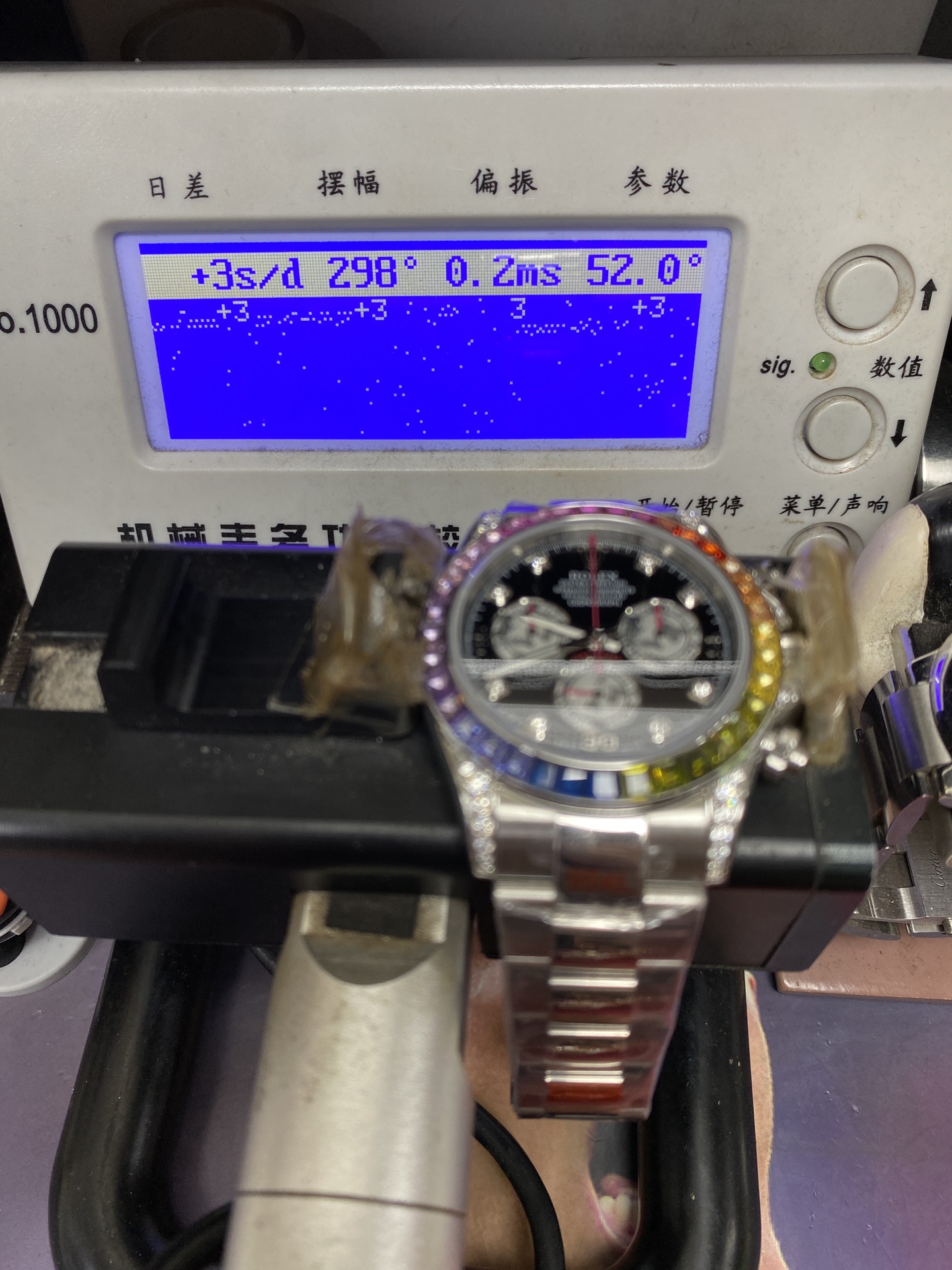 Rolex Cosmograph Daytona Series RAINBOW DAYTONA  sliver case, Diamond scale, 40mm size.