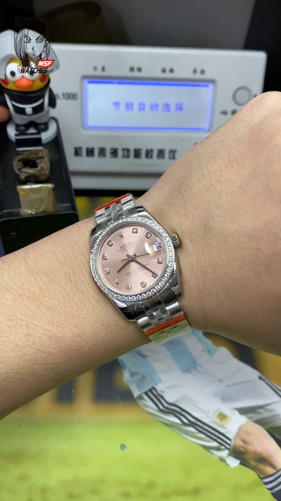 Rolex Datejust series m278384rbr-0036, Pink Dial with Diamond Bezel, 31mm size, Jubilee stainless steel bracelet.
