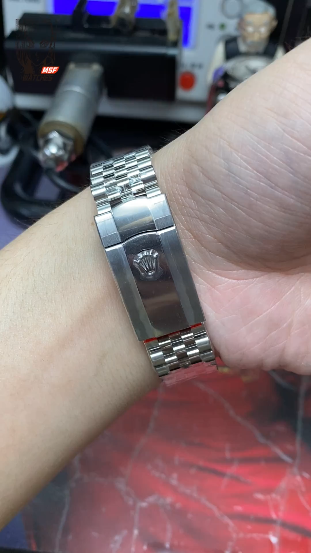 Rolex Datejust series m126234-0047, Palm Leaf Pattern on a Green Dial, 36mm size, Jubilee stainless steel bracelet.