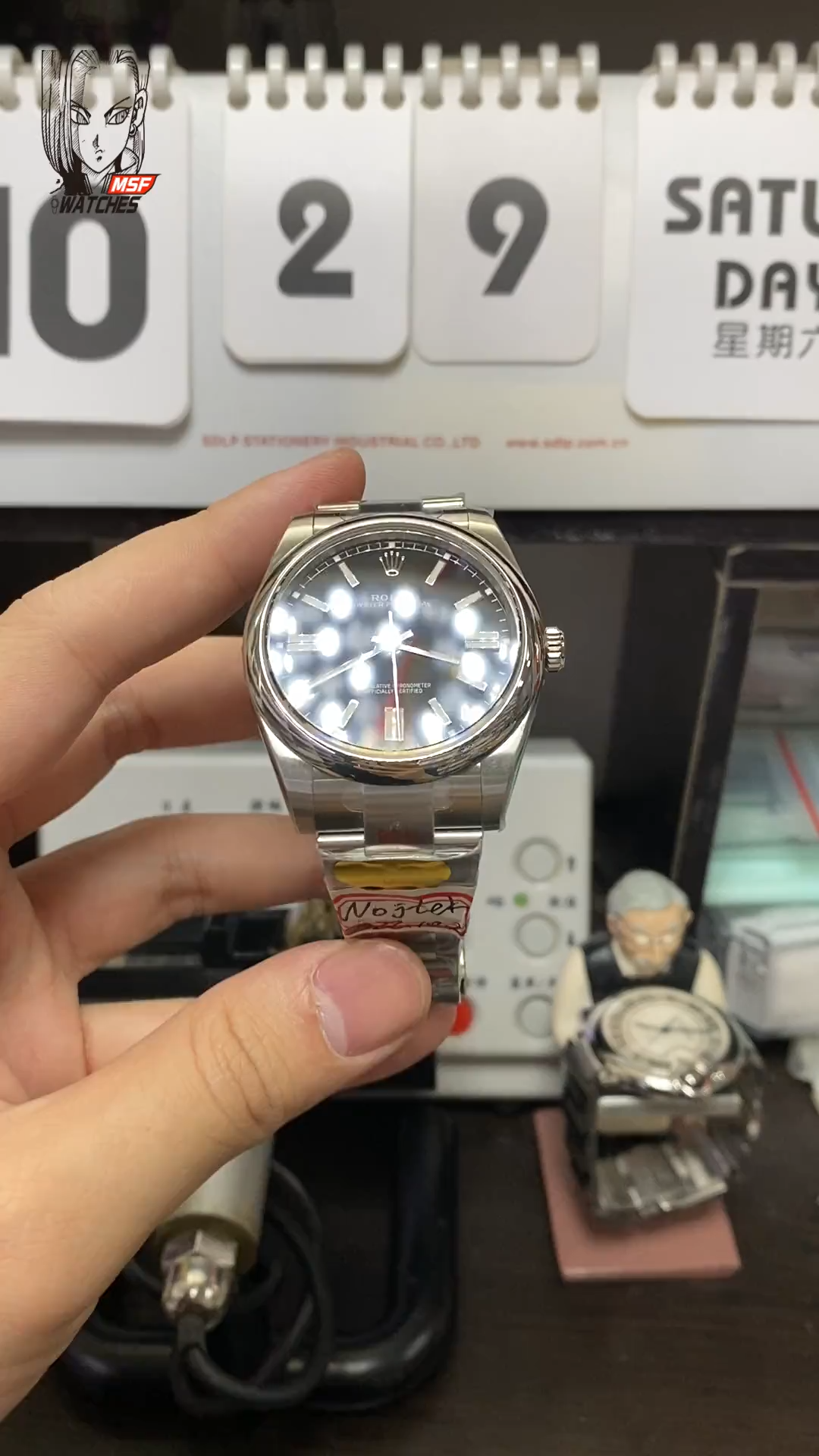 Rolex Oyster Perpetual series m124300-0002, Black Dial with Stick Indexes, 41mm size.