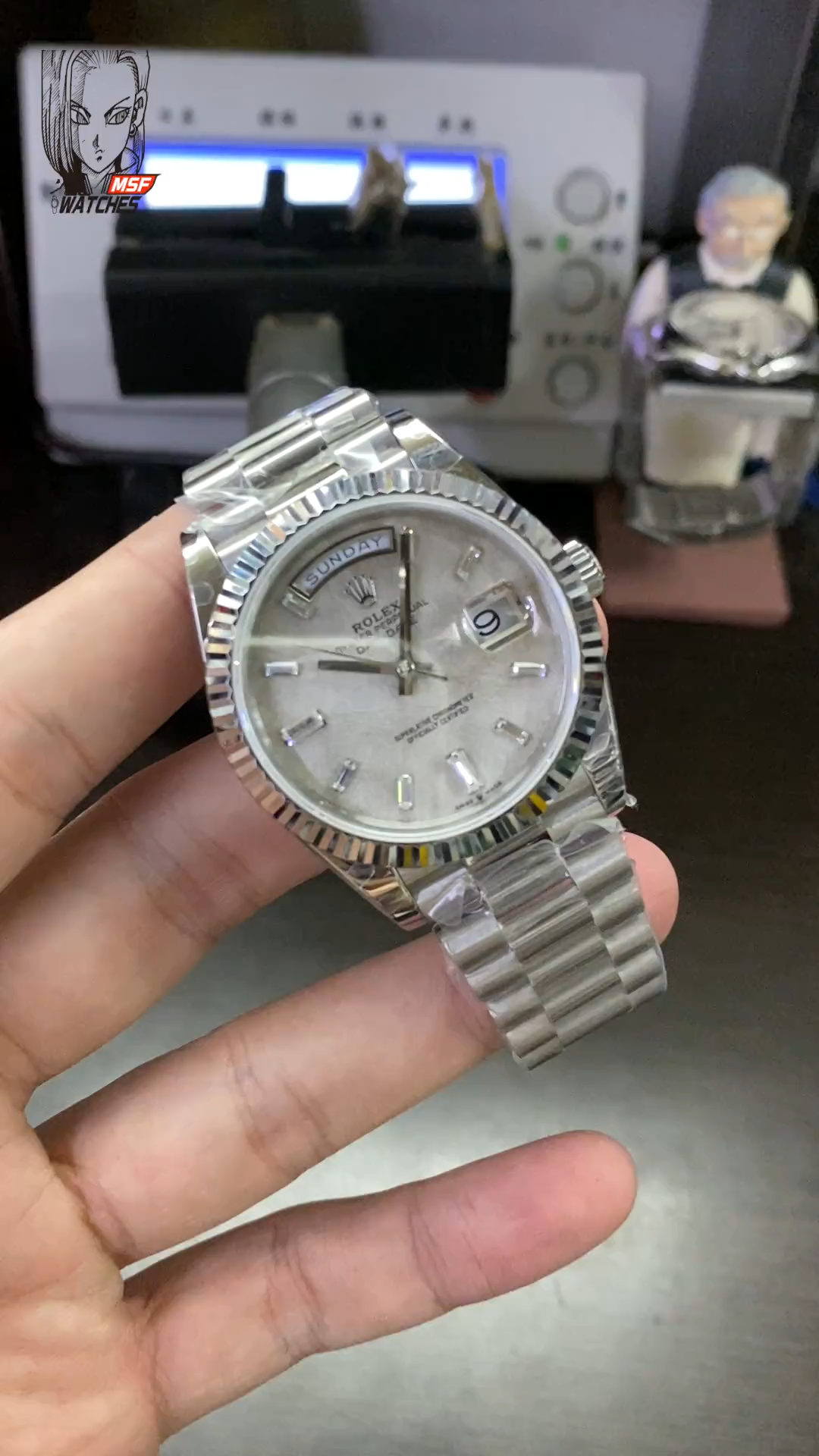 Rolex Day-Date Series m228239-0055, White Gold Genuine Meteorite Dial, 40mm Size.