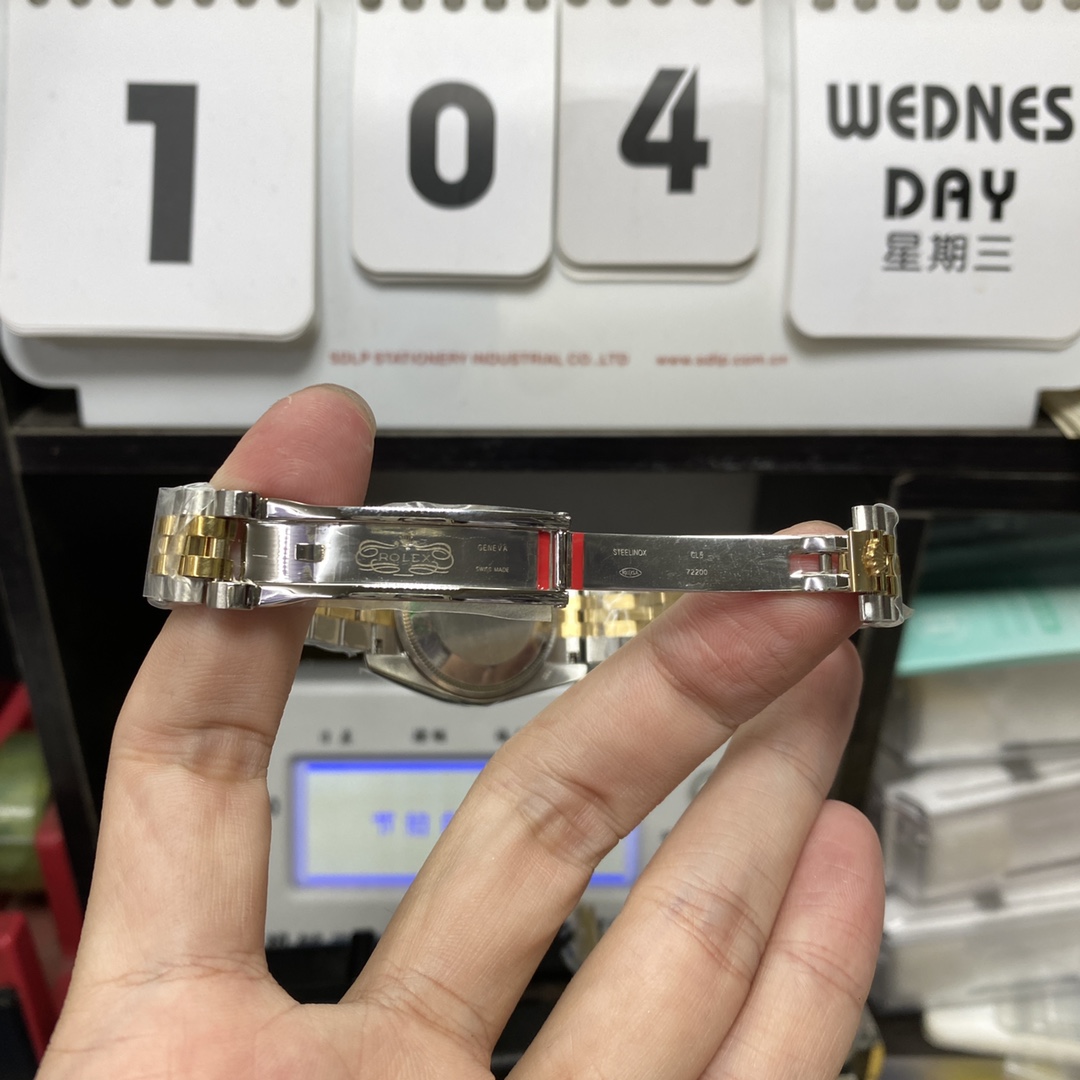 Rolex Datejust Series m278383rbr-0028, Two-Tone Gold Case with Mother-of-Pearl Dial and Diamond Bezel, 31mm size, Jubilee stainless steel bracelet.