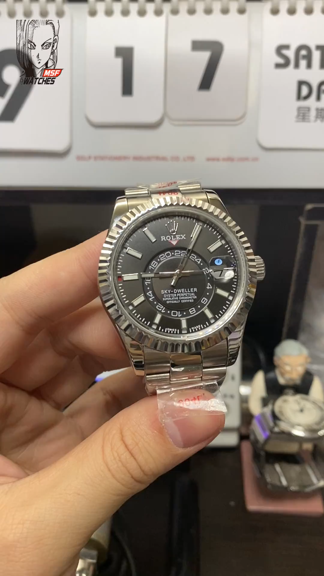 Rolex SKY-DWELLER series m326934-0005, Black Dial Steel Bracelet ,Month Date and GMT Dual Time Zone Functions, 42mm Size.