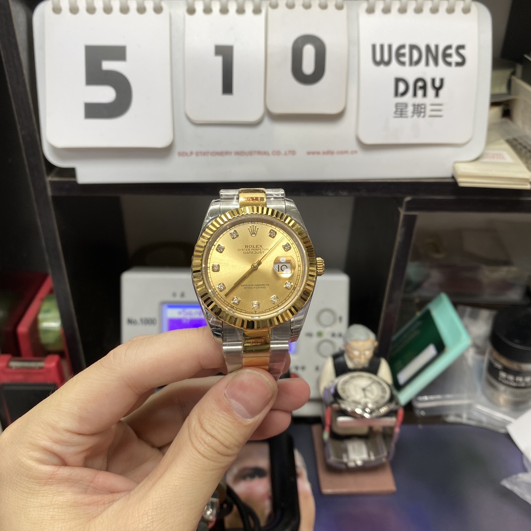 Rolex Datejust series m126333-0011, Two-Tone Gold Case with Gold Dial, 41mm size, Oyster stainless steel bracelet.