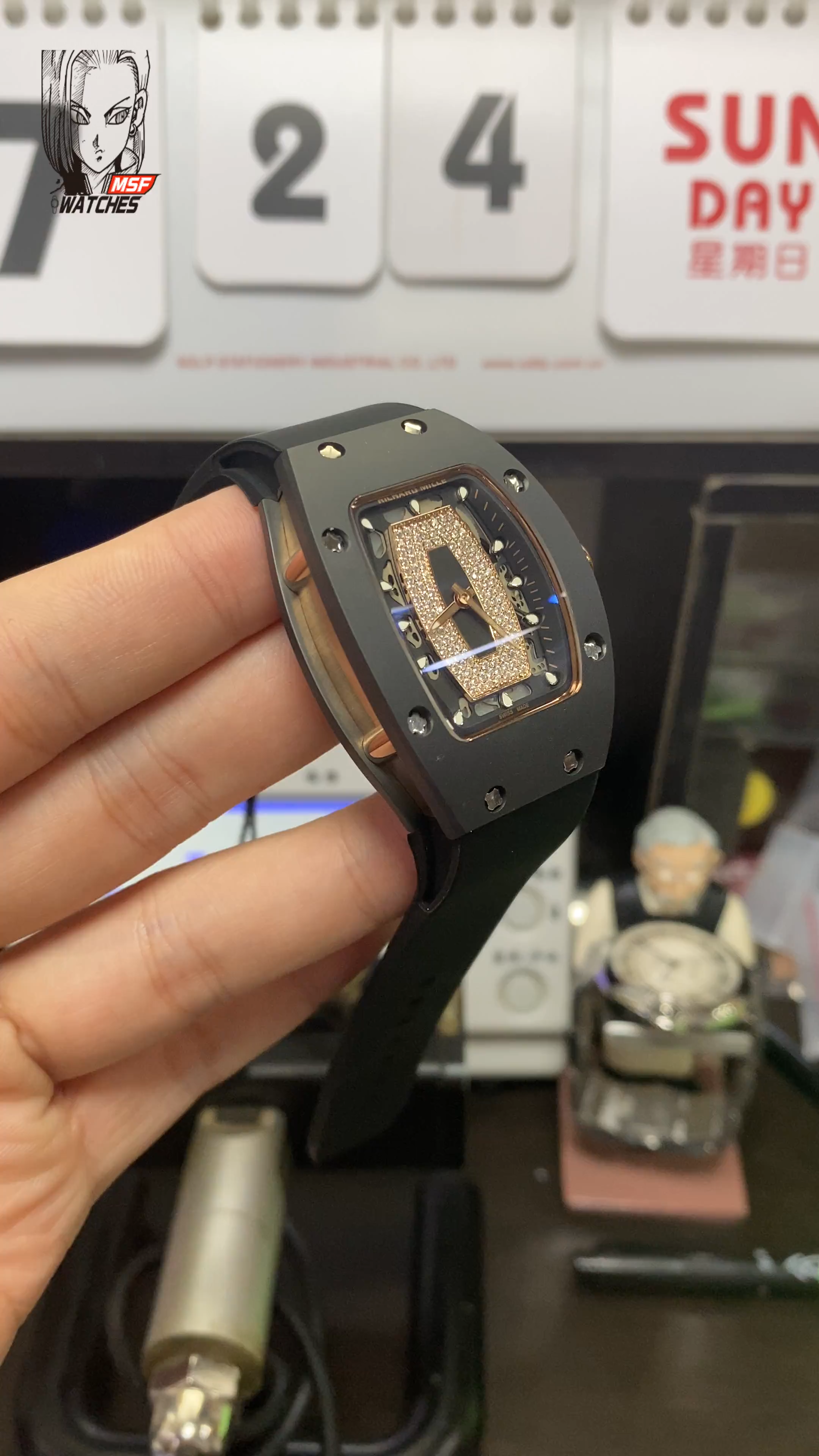 Richard Mille Women's Collection series RM07-01, Red Lips Black Ceramic Case, 45.66 x 31.40mm size.