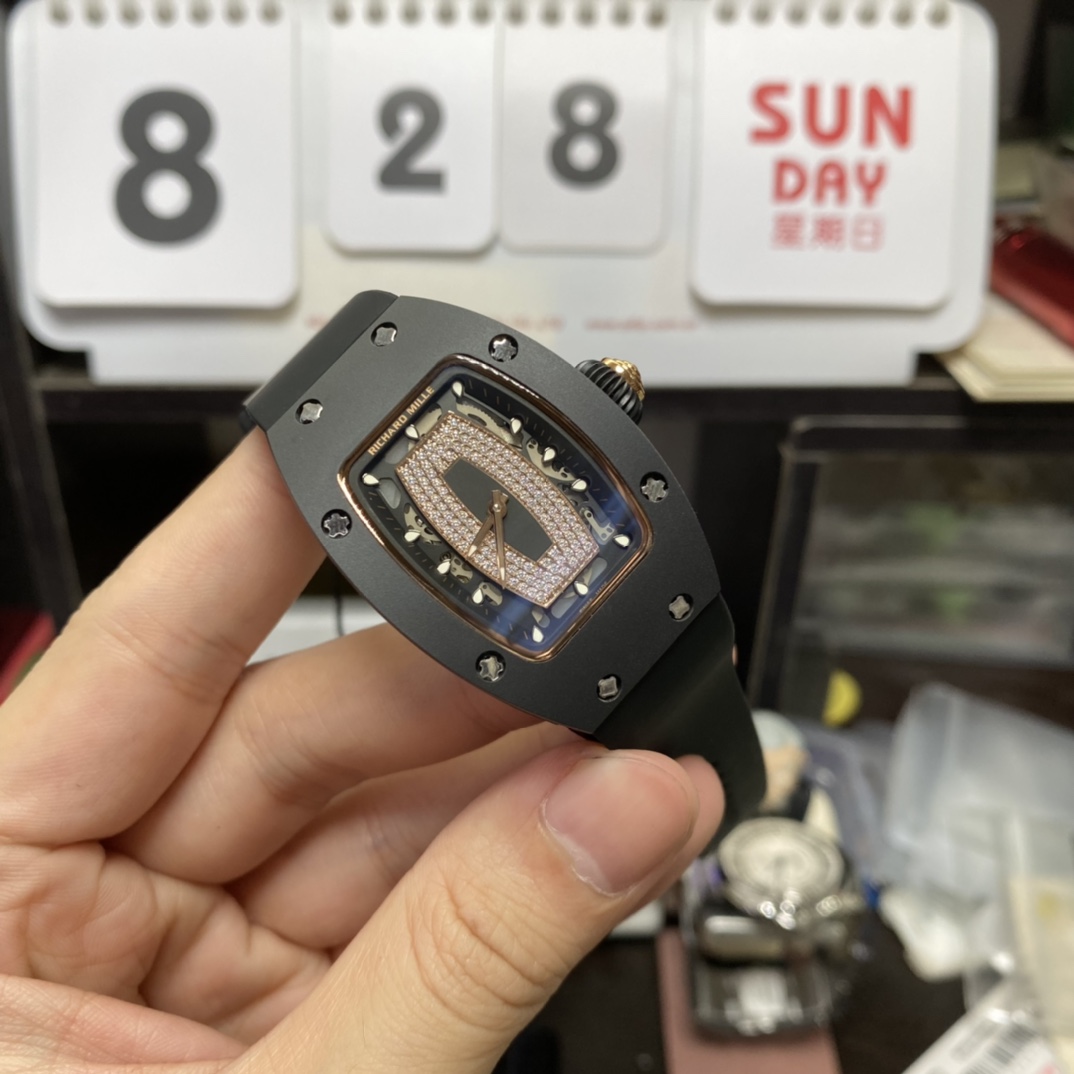 Richard Mille Women's Collection series RM07-01, Red Lips Black Ceramic Case, 45.66 x 31.40mm size.