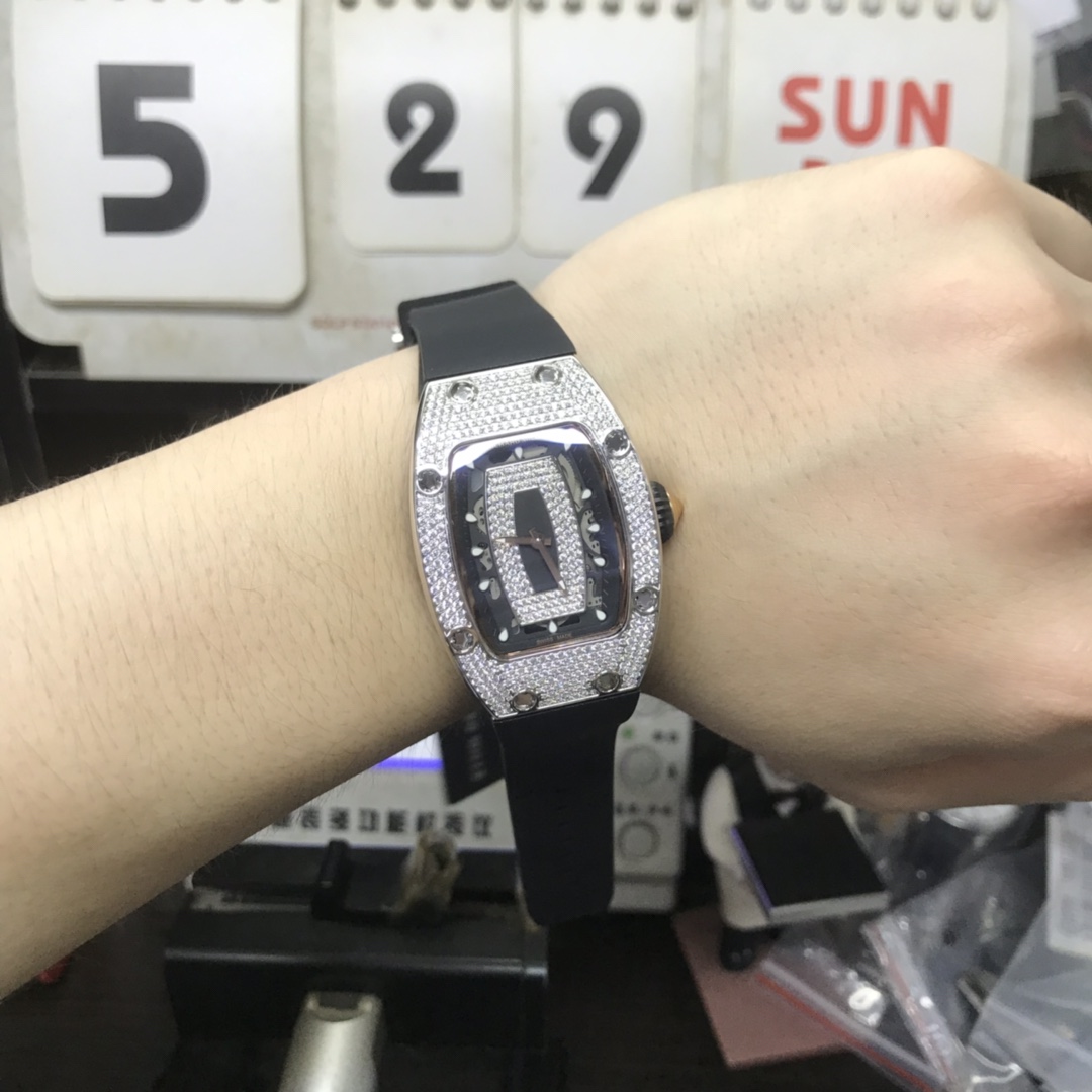 Richard Mille Women's Collection series RM07-01, Red Lips Silver Diamonds, 45.66 x 31.40mm size.