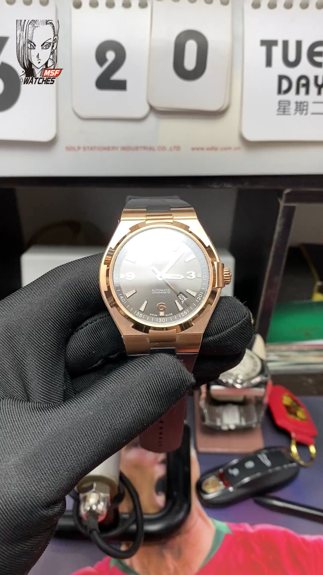 Vacheron Constantin Overseas Collection series 47040, 18K ROSE GOLD CASE GOLD GREY Dial Rubber Strap, 41mm Size.