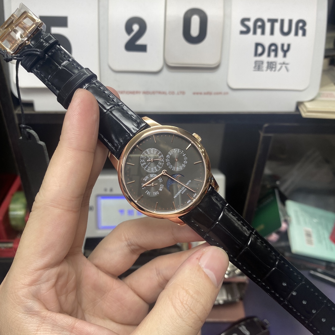 Vacheron Constantin Heritage Collection series 43175000R-B343, Black Dial Rose Gold Case Ultra-Thin Perpetual Calendar, 41mm Size.