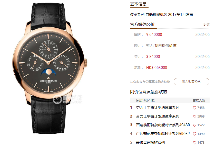 Vacheron Constantin Heritage Collection series 43175000R-B343, Black Dial Rose Gold Case Ultra-Thin Perpetual Calendar, 41mm Size.