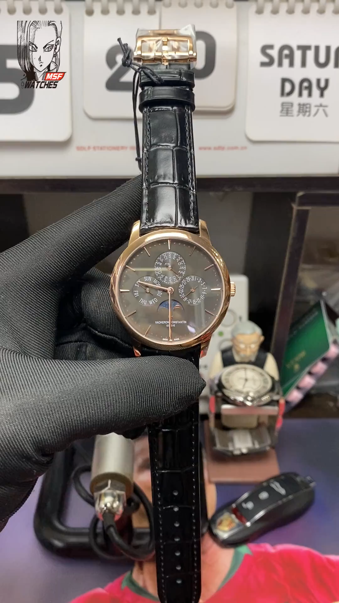 Vacheron Constantin Heritage Collection series 43175000R-B343, Black Dial Rose Gold Case Ultra-Thin Perpetual Calendar, 41mm Size.