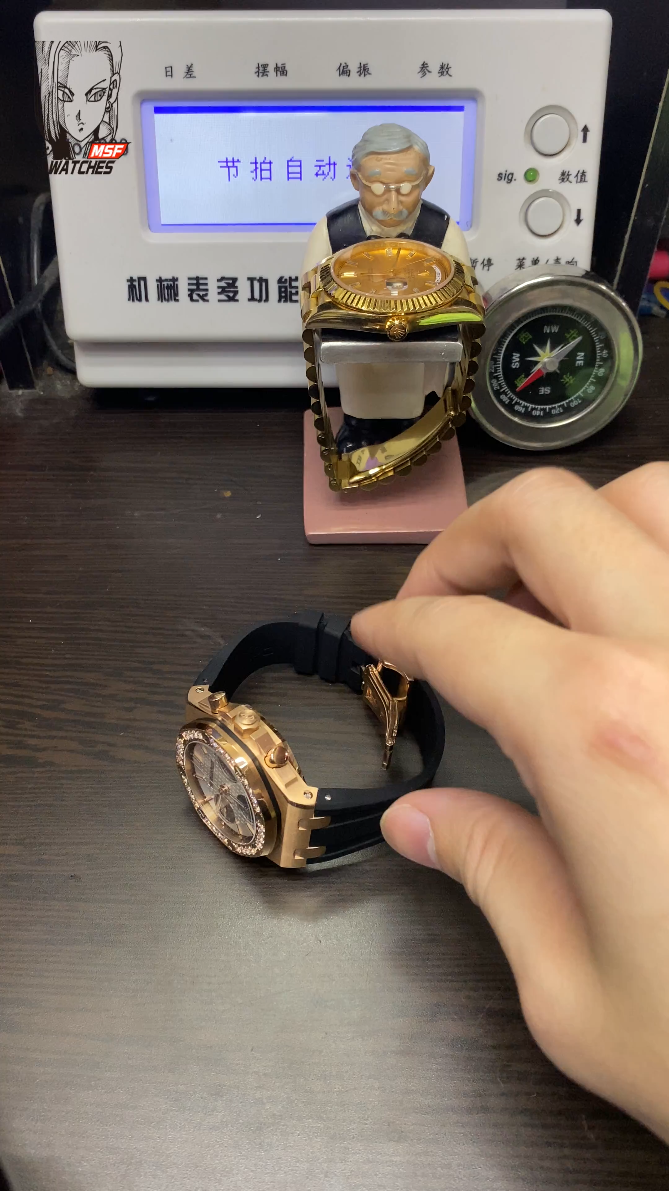 Audemars Piguet Royal Oak Offshore Series 26231OR.ZZ.D003CA.01, Rose Gold Case White Dial Diamond Bezel Rubber Strap, 37mm Size