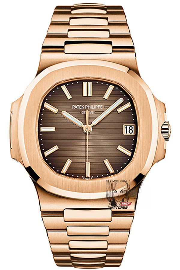 Patek Philippe Nautilus series 57111R-001, Coffee Dial Rose Gold Case Steel Bracelet, 40mm size.