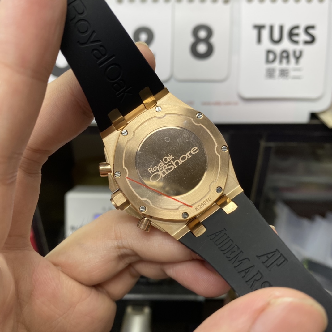 Audemars Piguet Royal Oak Offshore Series 26231OR.ZZ.D003CA.01, Rose Gold Case White Dial Diamond Bezel Rubber Strap, 37mm Size