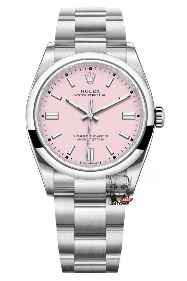 Rolex Oyster Perpetual Series m126000-0008, Pink Dial, 36mm size.
