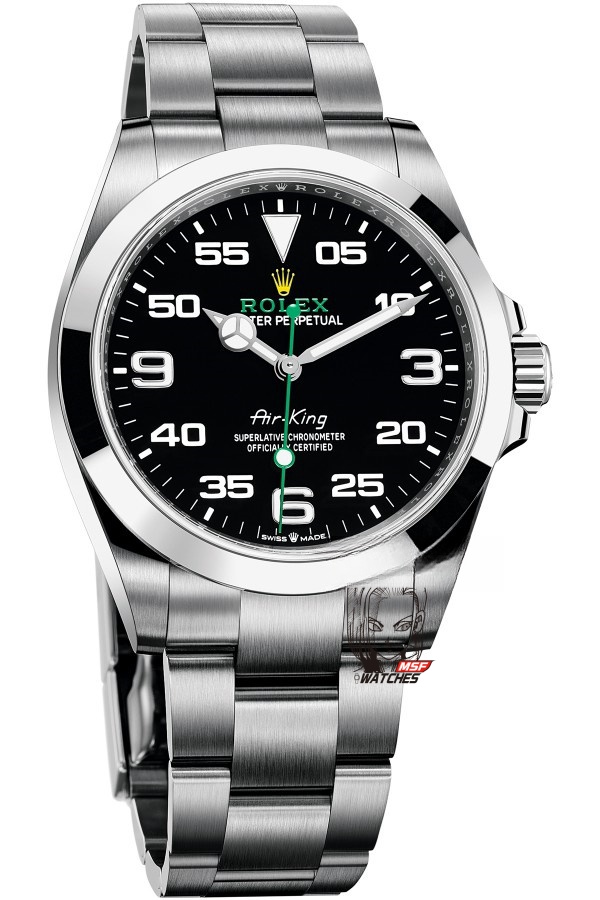Rolex Air-King series M126900-0001, Green Hand, 40mm size.