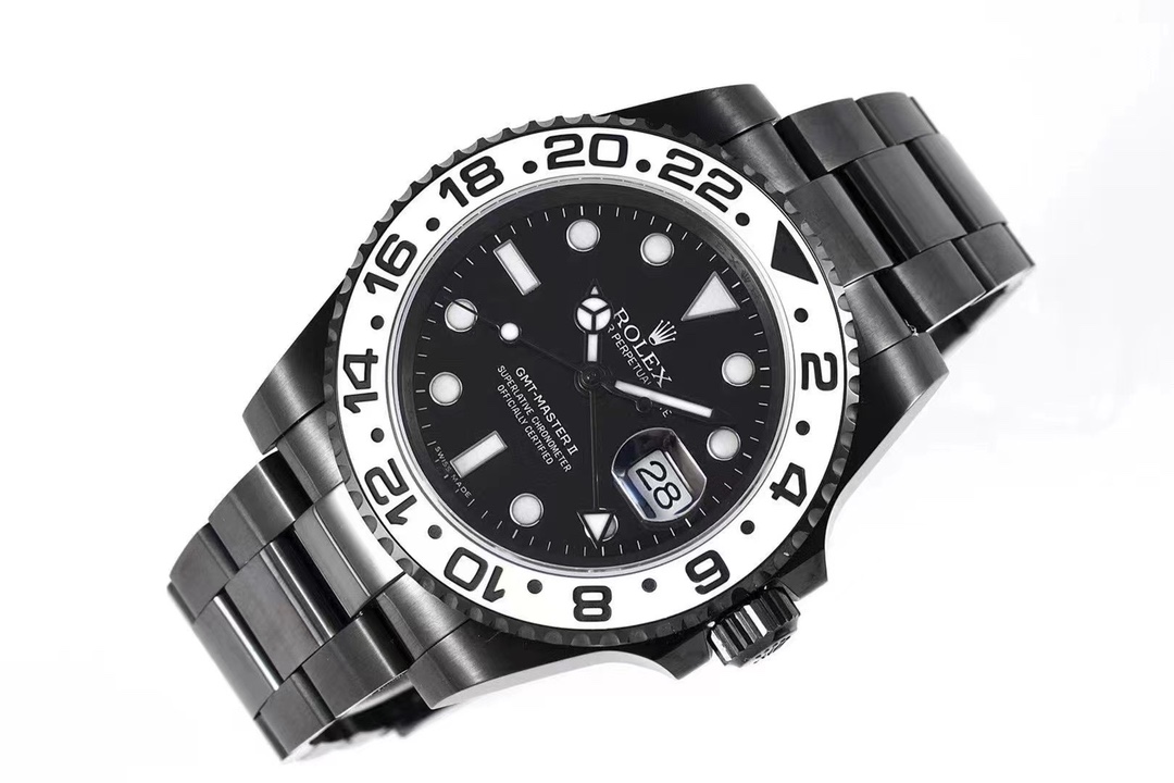 Rolex GMT-MASTER All ceramic CASE with black face and white Bezel, 40MM