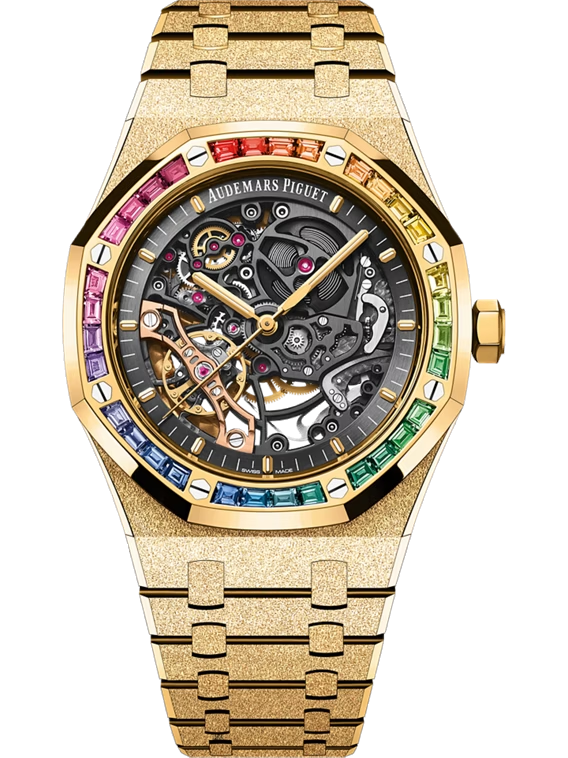 Audemars Piguet Royal Oak Series Frosted Gold Double Balance Wheel Openworked Watch 41mm